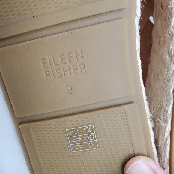 Eileen Fisher Women Tan Timor Espadrille Leather Wedge Sandals Size 9 Casual - Picture 9 of 9